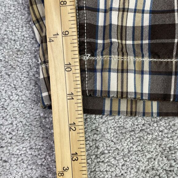 American Eagle Cargo Shorts Men’s 36 Brown Plaid Pockets Preppy Vintage - Picture 10 of 11